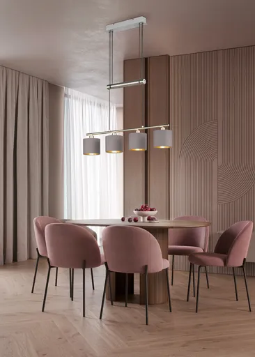 Lustra Garda, TRIO, 77x13.5x150 cm, 28W, 4x E14, metal/textil, argintiu/gri