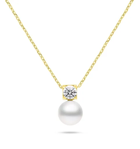 Brilio Silver Colier placat cu aur cu perlă autentică și zirconiu cubic NCL212Y