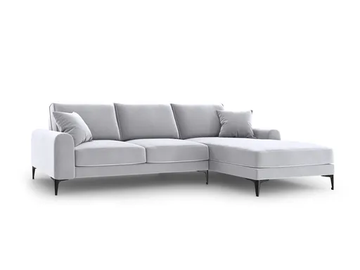 Coltar dreapta, Madara, Mazzini Sofas, 5 locuri, black legs, 254x182x90 cm, catifea, argintiu