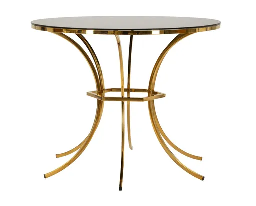 Masa dining Shanty, Mauro Ferretti, 100x80 cm, fier/sticla, auriu/negru