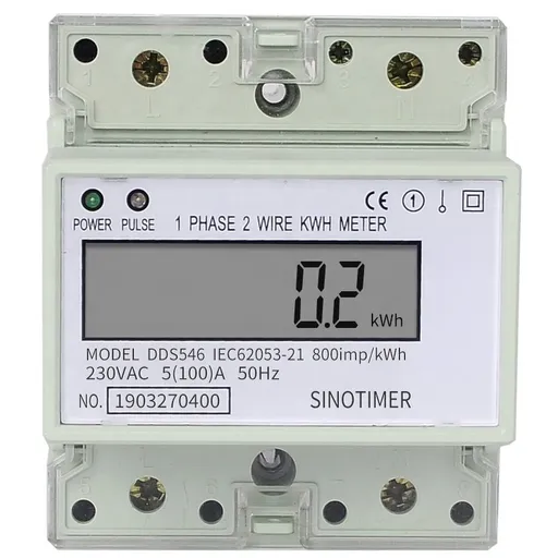 Contor monofazic de energie electrica, Sinotimer, 230V AC 50Hz, 5(100)A, ecran digital LED, DDS546