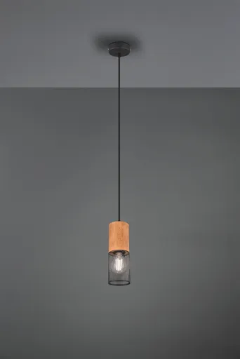 Lustra Tosh, TRIO, 10x150 cm, 40W, 1x E27, metal, negru mat/natur