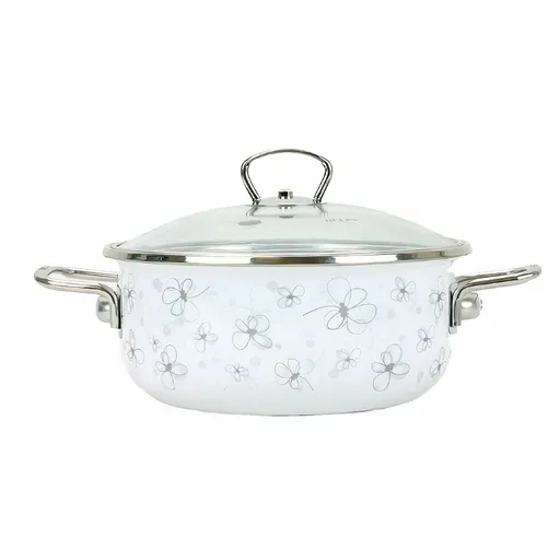 Oală emailată cu capac Belis Premium, alb, 20 cm, 2,3 l, 2,3 l