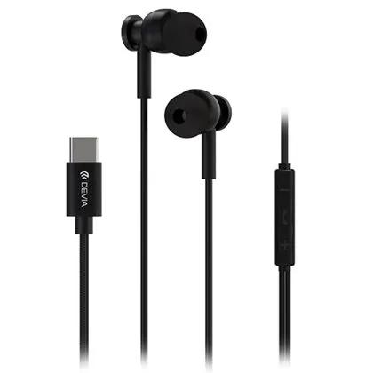 Casca stereo 1.2M cu mufa tip c - negru Devia BRA014021