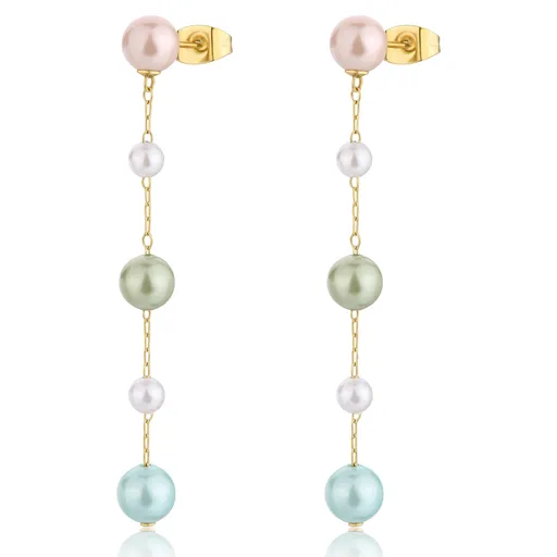 S'Agapõ Cercei lungi placați cu aur cu perle colorate Wisdom SWI38