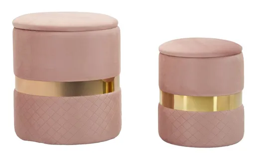 Mauro Ferretti Puf Cu Depozitare Sheffild Roz Set 2 Bucăți Cm Ø 37X42-28X33 | Aosom Romania