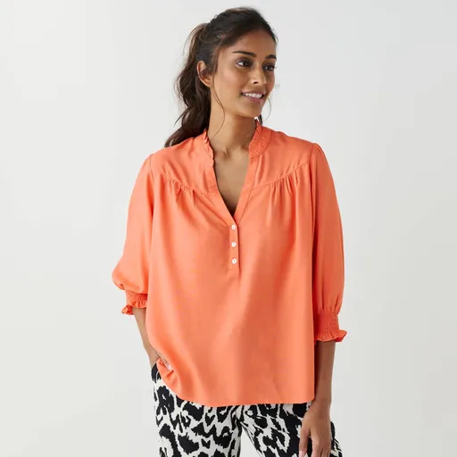 Bluză uni cu decolteu cu nasturi