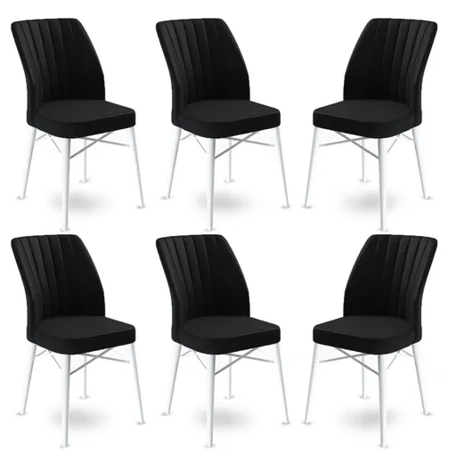 Set scaune 6 piese, Hanah Home, Flex, Alb/Negru