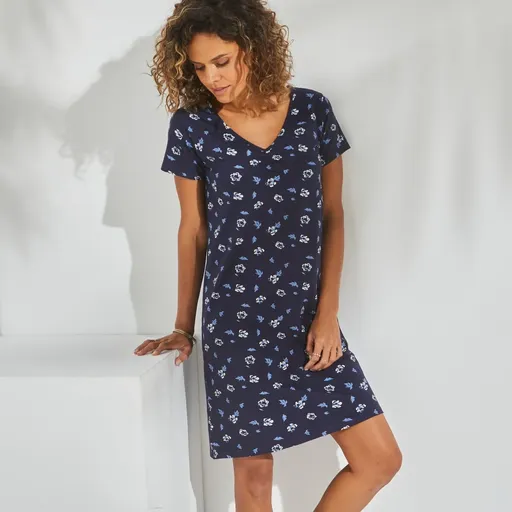 Rochie cu imprimeu floral, tricot stretch