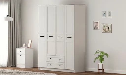 Dulap pentru haine, Hanah Home, Rb-168-01, 140x184x52 cm, Alb mat