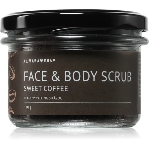 Almara Soap Face & Body Scrub exfoliant din zahar corp si fata cu parfum Sweet Coffee 110 g