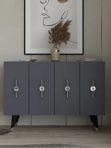 Consola, Hanah Home, Quart Ramada, 120x80x29.6 cm, Argintiu / Antracit