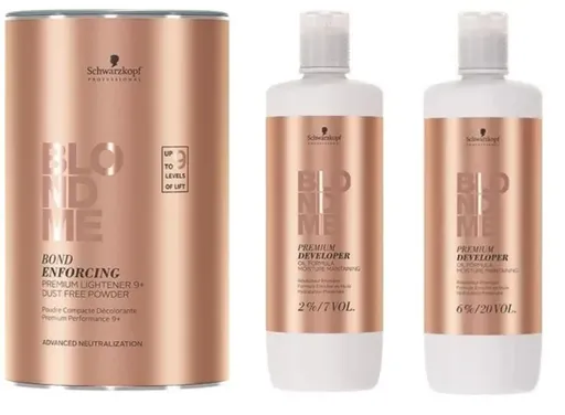 Pachet Decolorant Premium 9+ 450g , Oxidant 2%, 6% 1000 ml Schwarzkopf Professional BlondMe