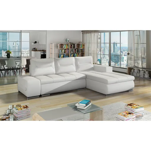 Coltar extensibil dreapta 4 locuri ELTAP, Ov29, Ottavio, 275x180x85 cm, lemn/poliester, alb