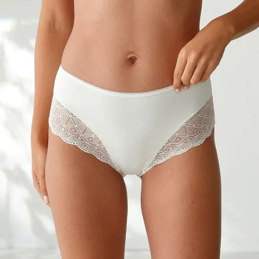 Set de 3 chiloți maxi din bumbac stretch și dantelă