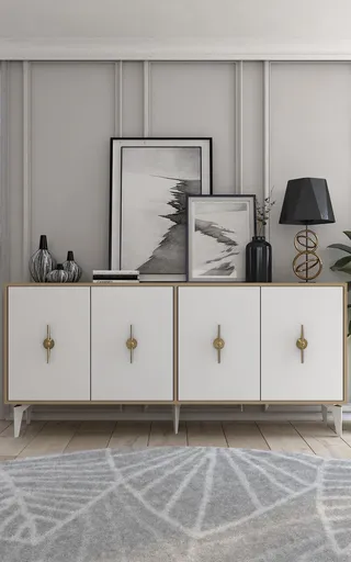 Consola, Hanah Home, Figora, 180x82.6x35 cm, Stejar Safir / Alb