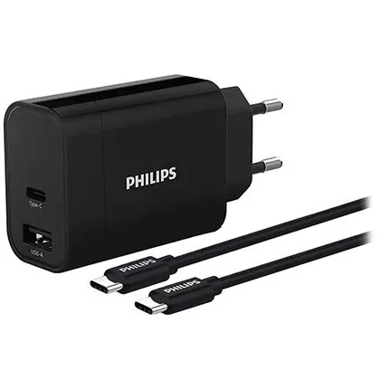 Incarcator retea USB A si TIP C rapid 30w PHILIPS PH-DLP2621C/1, cablu 1m
