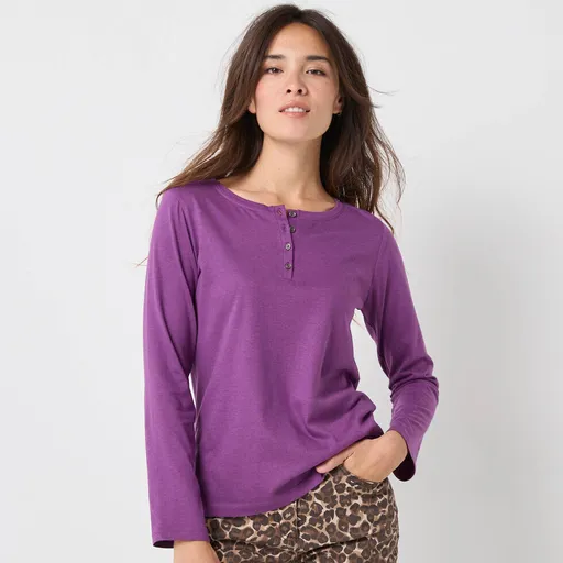 Tricou cu mânecă lungă și guler tunică