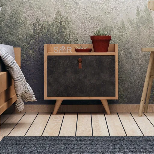 Noptiera, Hanah Home, Juuna, 50x55x40 cm, Stejar / Gri închis