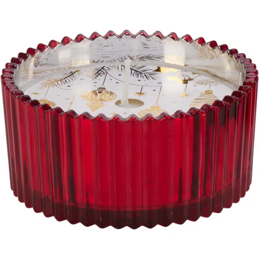 Lumânare de Crăciun în pahar roșu, 150 g, 10 x 5cm, roșu