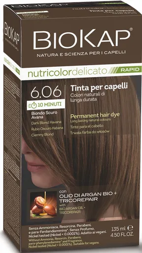 Biokap BIOKAP DELICATO RAPID vopsea de păr - 6.06 Blond închis Havana 135 ml