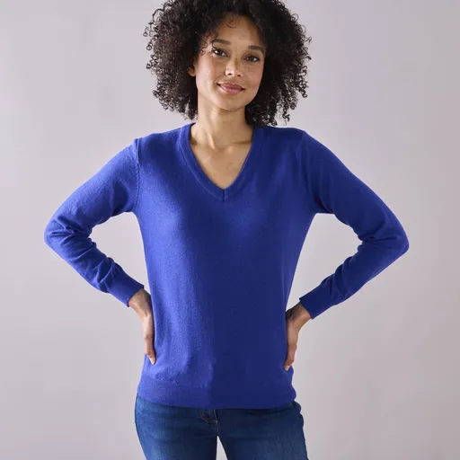 Pulover cu decolteu în V din lână de miel