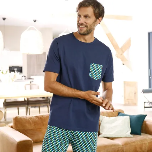 Top de pijama cu mânecă scurtă, bleumarin