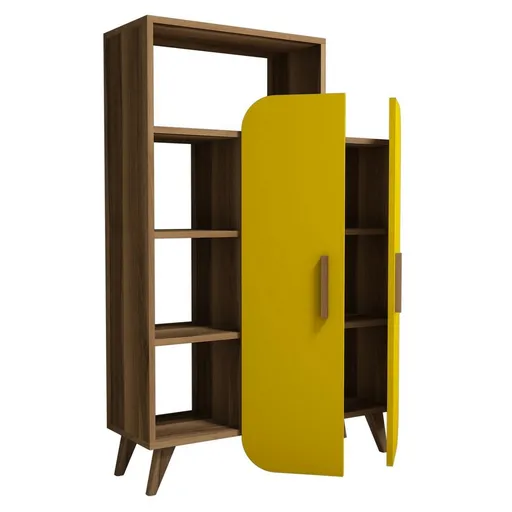 Bibliotecă Form Yellow and Walnut, galben