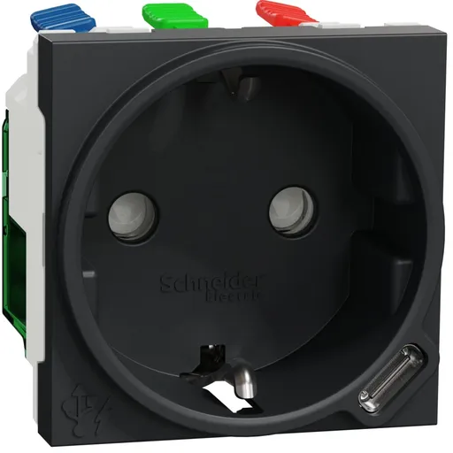 Priza standard german+USB C, 2 module, 10,5W Schneider Noua Unica NU301754, antracit