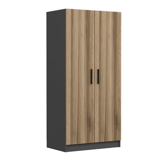 Dulap pentru haine, Hanah Home, Kale Anthracite Gold, 90x190x52 cm, Antracit / Stejar
