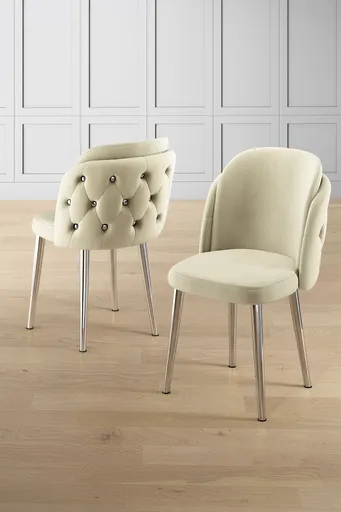 Set scaune 6 piese, Hanah Home, Axle, Crem / Crom