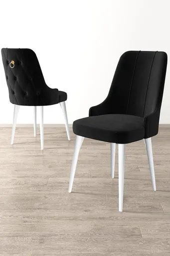 Set scaune 2 piese, Hanah Home, Newa, Alb/Negru