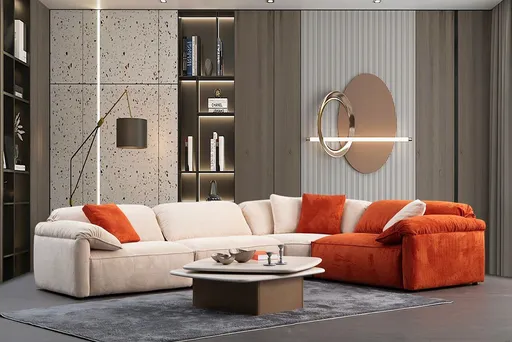 Coltar, Atelier del Sofa, 560ARE5266, Cadru: LEMN/PAL, Cremă / Portocală