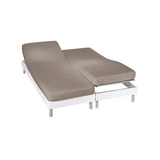 Cearșaf cu elastic în culoare uni pentru pat reglabil, flanel, adâncime colț 26 cm