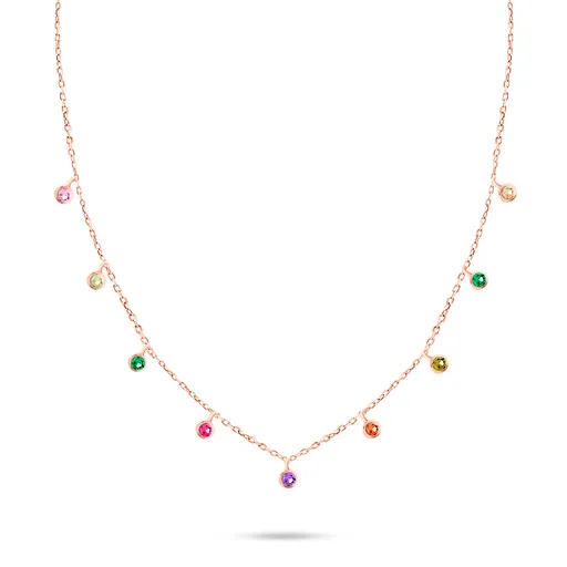 Brilio Silver Colier bronz cu pietre de zircon colorate NCL60R