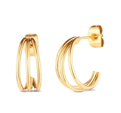 Vuch Cercei eleganți rotunzi din oțel placat cu aur Elegy Gold