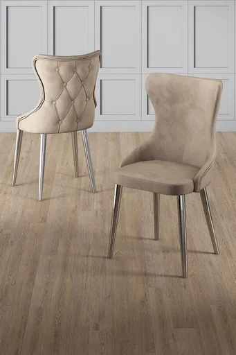 Set scaune 6 piese, Hanah Home, Alpa, Cappuccino / Chrome