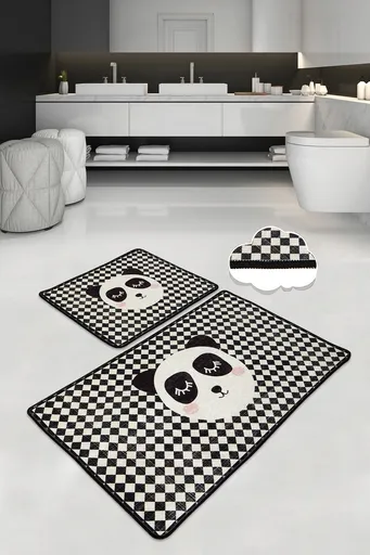 Set covorase de baie, L'essentiel Maison, Kareli Panda, Poliester, Multicolor