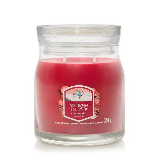 Yankee Candle lumânare parfumată Signature în pahar mediu Santa On Skis, 368 g, roșu, S