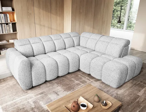 Coltar extensibil dreapta 4 locuri ELTAP, RT-01COR, Falconn, 258x208x107 cm, lemn/poliester, gri deschis