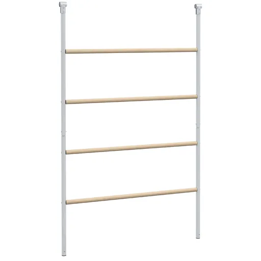 PawHut Perete-scară mare pentru găini 4 niveluri cu trepte din lemn și structură metalică 140 x 86 x 2,5 cm argintiu natural | Aosom Romania