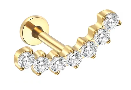 Troli Labret strălucitor, placat cu aur și decorat cu cristale