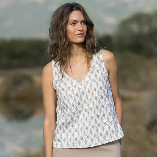 Top din muselină cu imprimeu