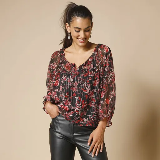 Bluză din voal și fibre lucioase