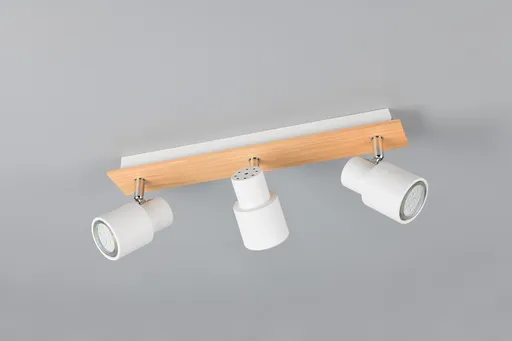 Plafoniera Pierre, RL, 40x6x15 cm, 10W, 3x GU10, metal, alb mat/natur