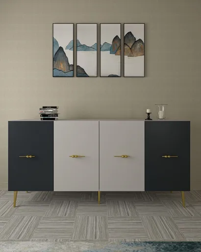 Consola, Hanah Home, Loop KB150, 150x75x35 cm, Alb / Antracit