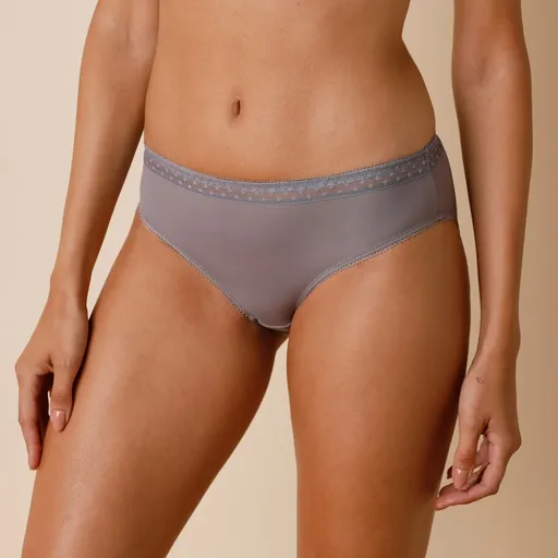 Set de 2 chiloți midi Paia de la Confidence Lingerie din microfibră și tul brodat