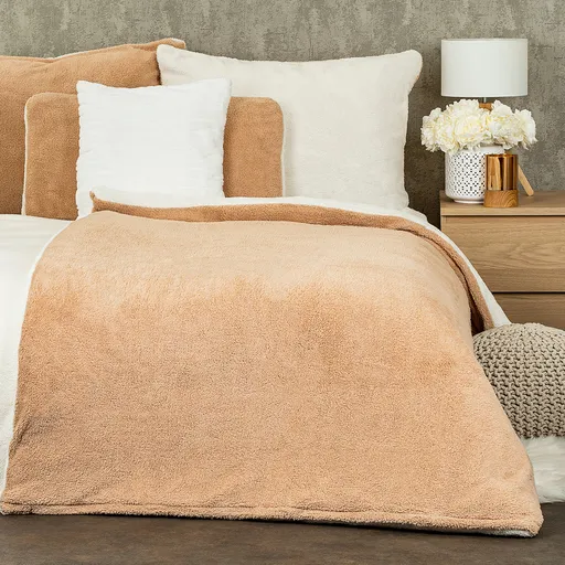 Lenjerie de pat din blăniță 4Home Teddybej, 140 x 200 cm, 70 x 90 cm, bej