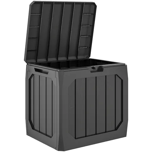 Outsunny Ladă de Grădină 121L din Plastic, Cutie de Depozitare pentru Exterior cu Mânere, Impermeabilă și cu Încuiere, 56x45x53 cm, Negru | Aosom Roma
