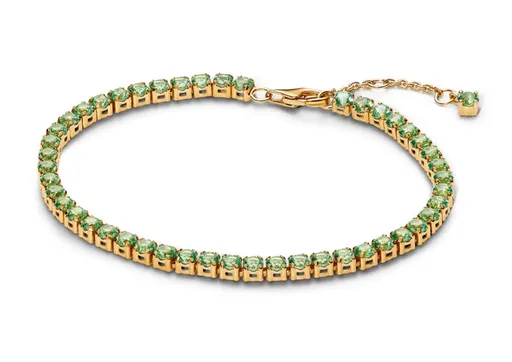 Pandora Brățară de tenis placată cu aur cu zircon verde Timeless Shine 561469C02 18 cm